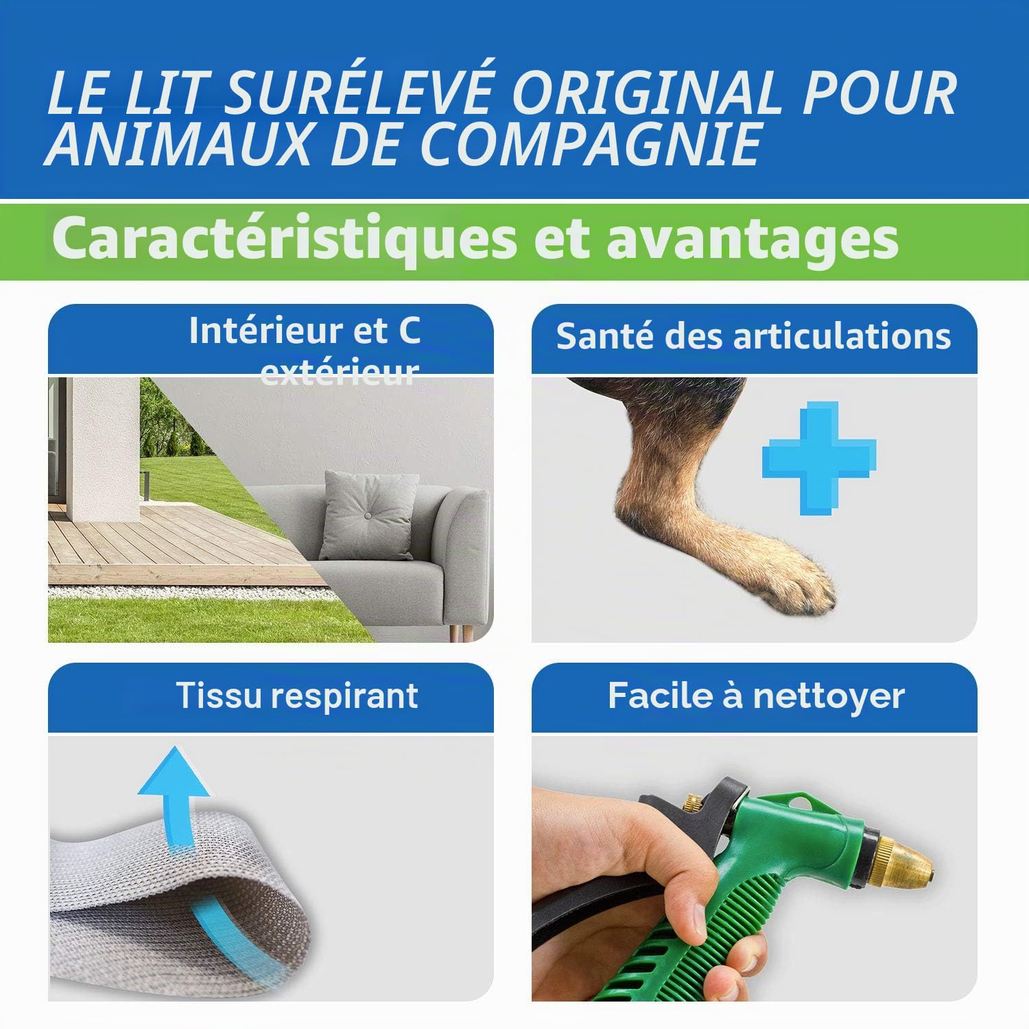 Coolaroo The Original Lit surélevé rafraîchissant pour Chien, intérieur et extérieur, Taille M, Gris Acier