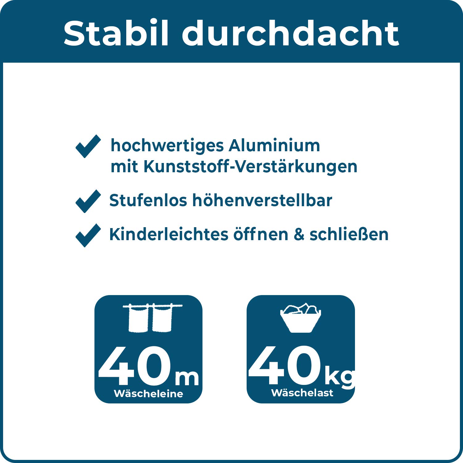 Blome Wäschespinne Alustar XL 40m inkl. Bodenhülse, Wäsche Spinne draußen, Made in Germany
