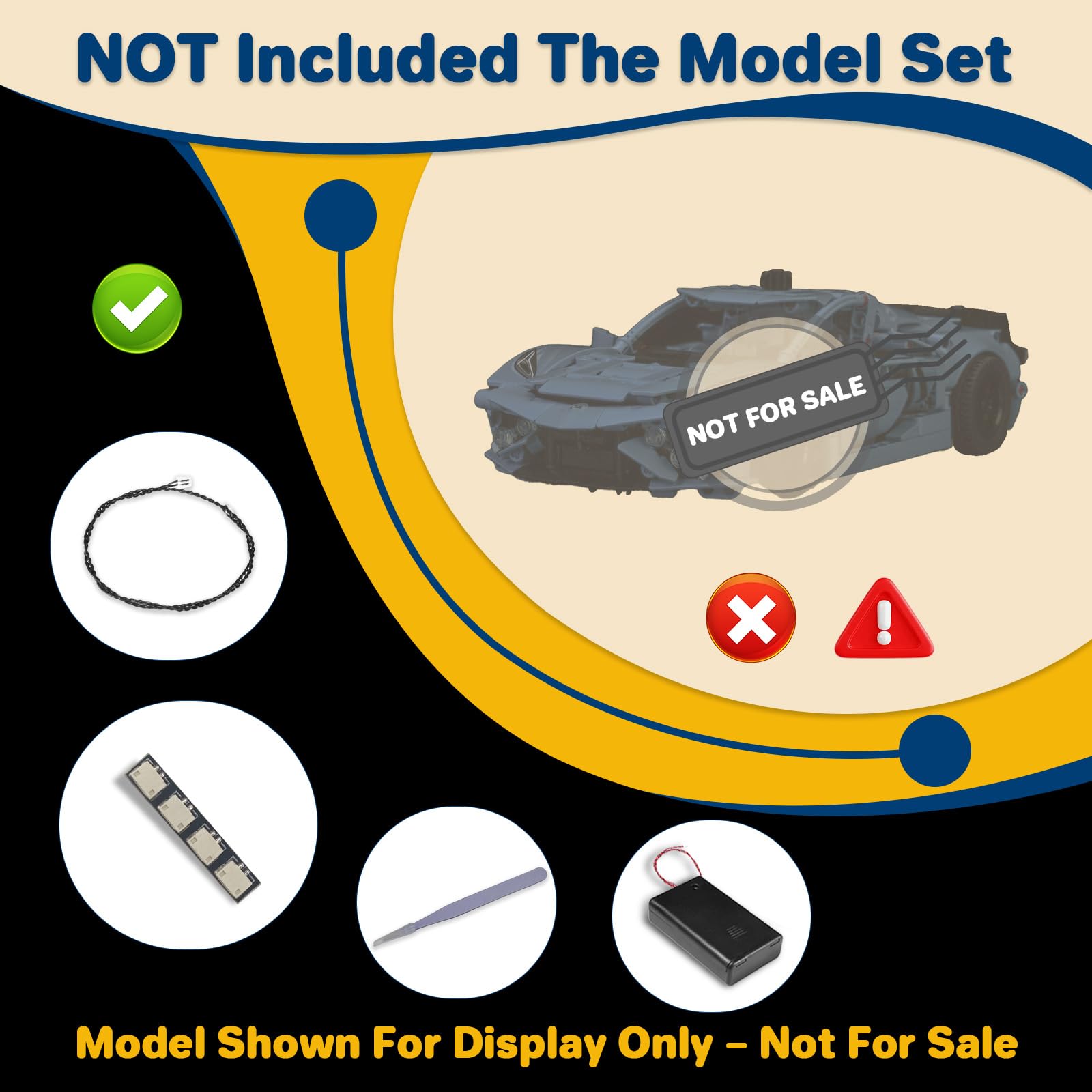 LocoLee RC Led Light Set Compatible with Lego 42217 Chevrolet Corvette Stingray Blue Led Decoration Lighting Kit Compatible with Lego 42217 Building Blocks Model,Only Lights Set,No Model - Image 2