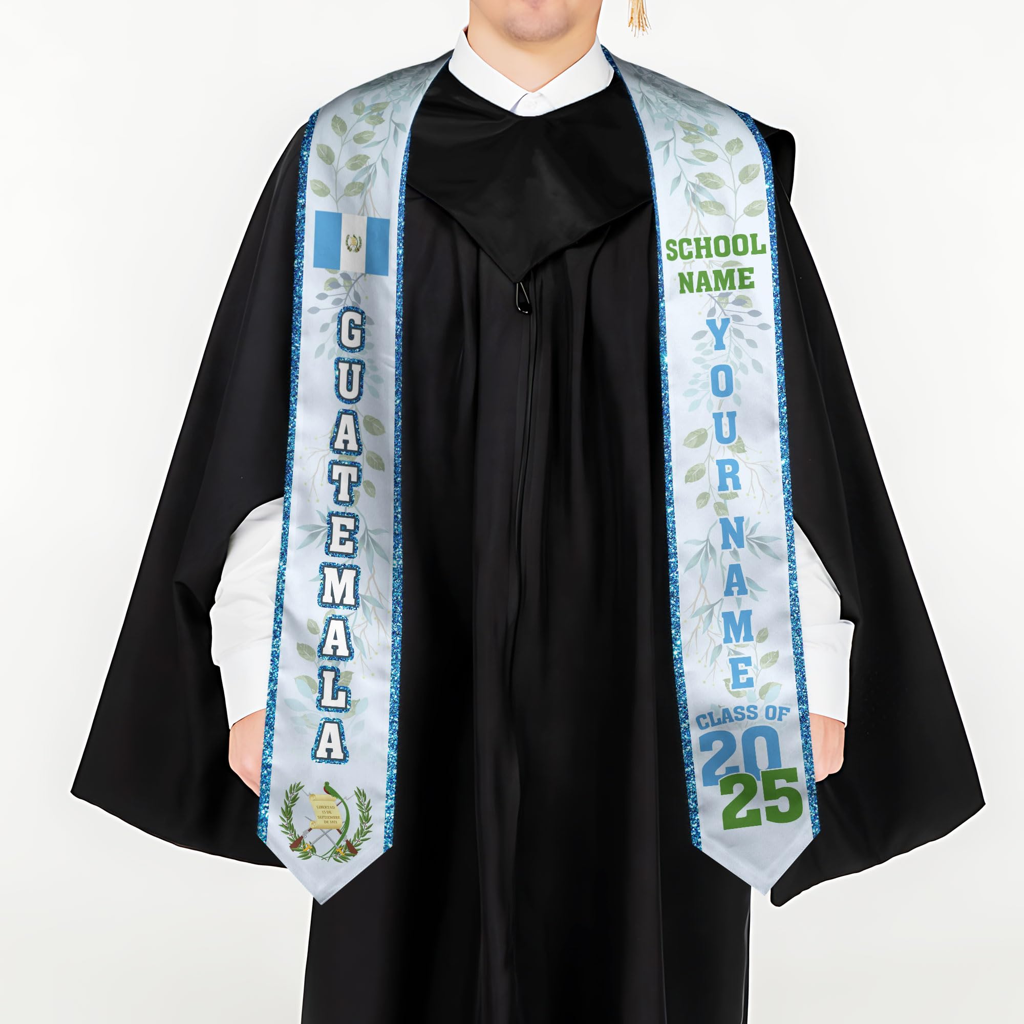 MonkeyVan Personalized Guatemalan Graduation Sash 2025,Custom Guatemala Flag Stole,Guatemala Graduation Stole Class of 2025 S195