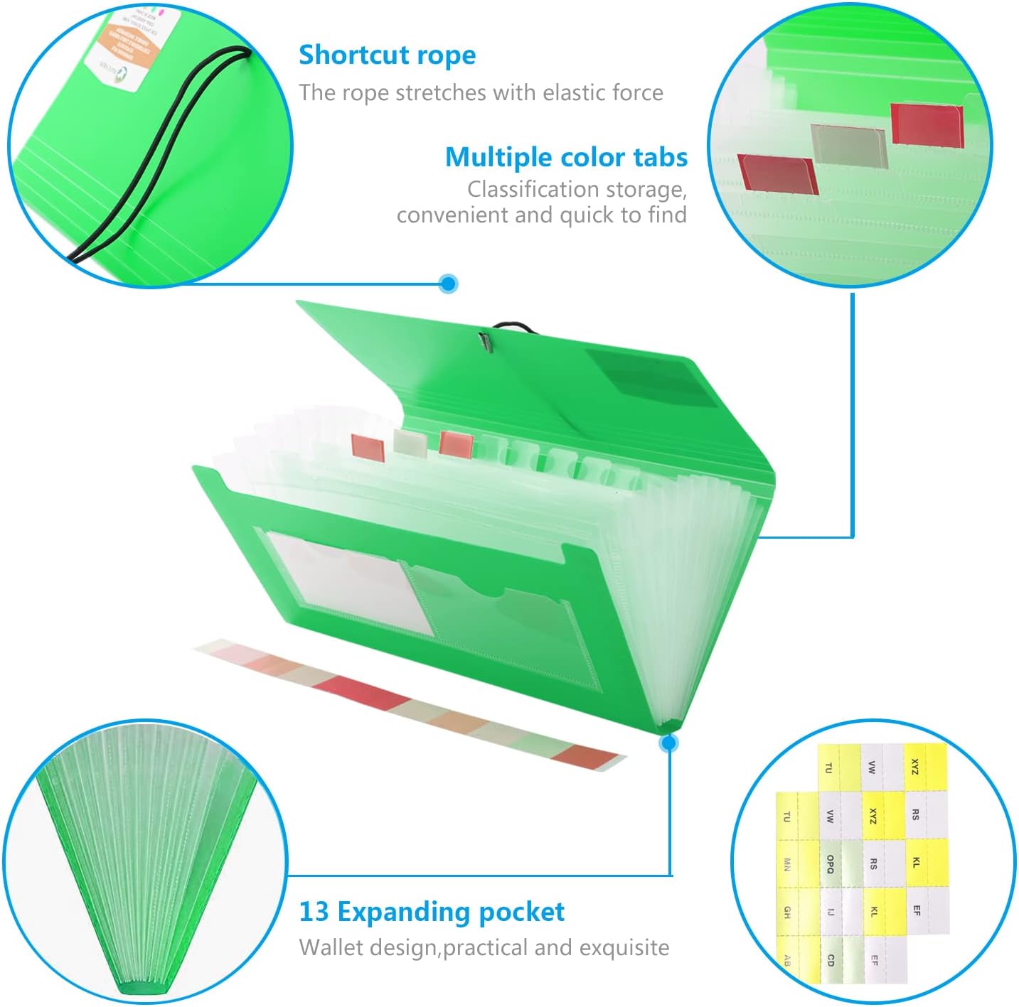 4 Pack XUCHUN 13 Pockets Receipt Organizer,Small Expanding File Foder for Receipts,Coupons