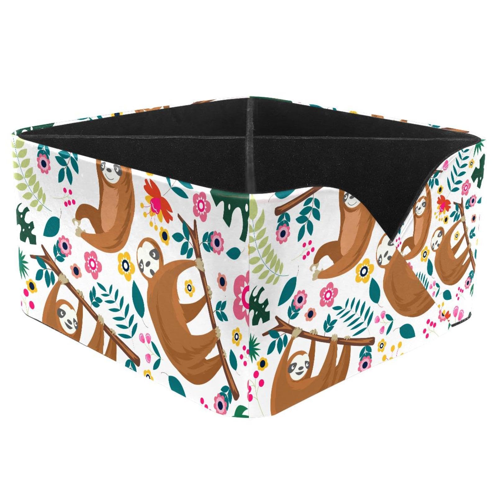 KengjuTesu Cute Sloth Flowers Desktop Organizer Pen Holder, Rectangular Pencil Cup for Office, Study and Makeup Stations
