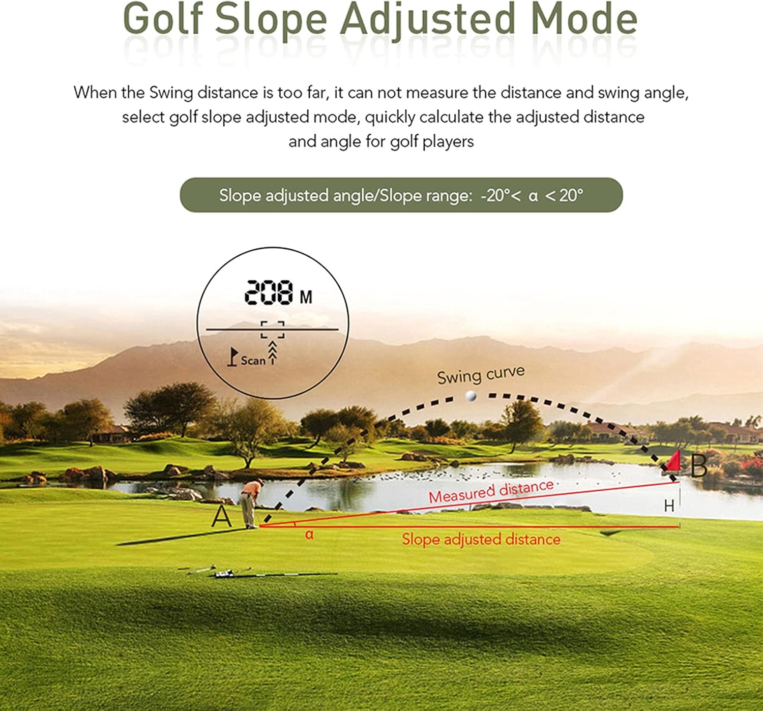 1000M Golf Rangefinder 6X Magnification Fast Flagpole Lock ±1yard Accuracy Distance/Angle/Speed Measurement for Golf Hunting White