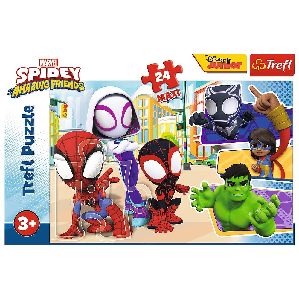 Trefl Marvel Spidey & his Amazing Friends, 24 Piece Jigsaw Puzzles for Kids, Easy Hold Large Maxi Puzzle Pieces for Children
