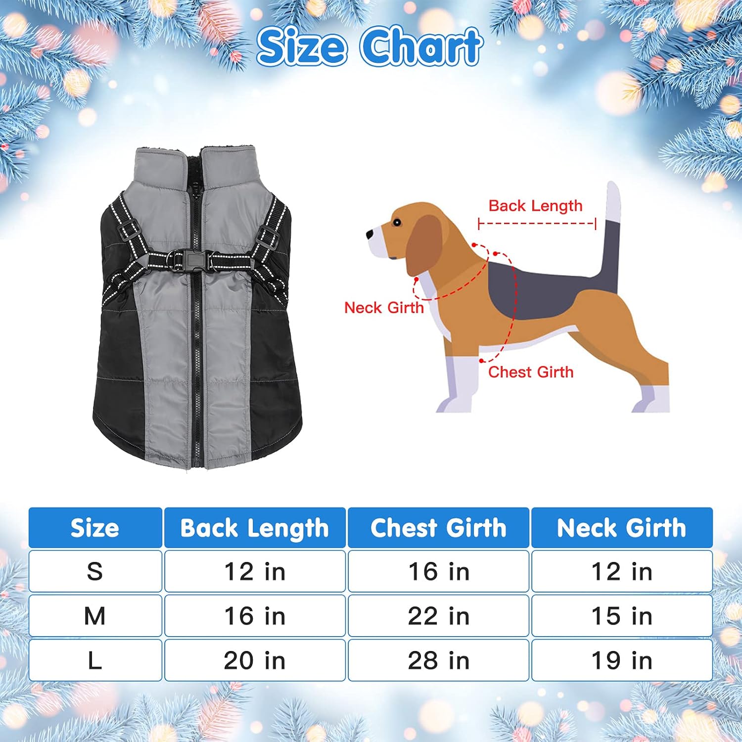Dog Cold Weather Coat - Dog Winter Coat Clothes Windproof Cozy Warm Jacket, Reflective Waterproof Turtleneck Outdoor Apparel with D Ring Leash for Small Medium Large Dogs : Pet Supplies