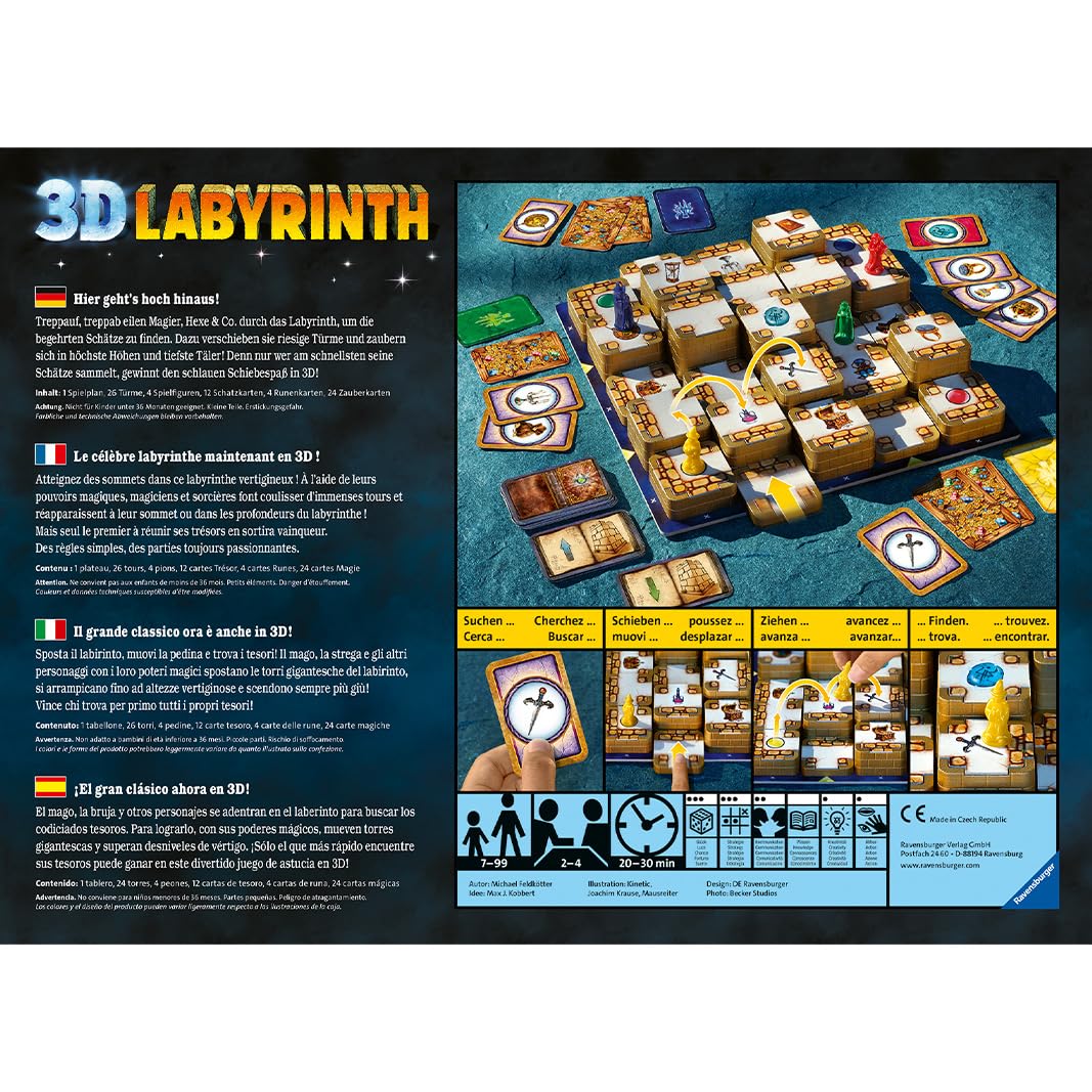 Ravensburger - Le Grand Classique des Jeux de société - Labyrinthe - Labyrinthe 3D - Famille et Enfants - De 2 à 4 Joueurs à partir de 7 Ans - Mixte - 26113 - (Multilingue – Français Inclus)