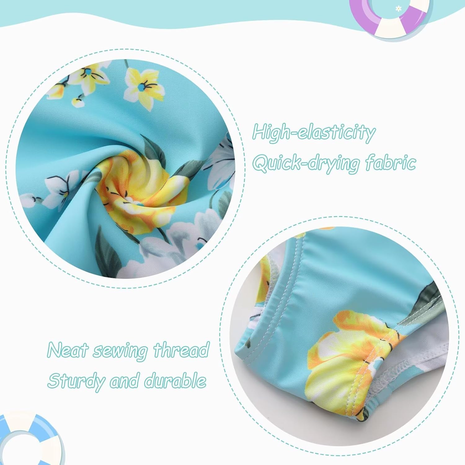 Girls 3 Piece Swimsuits Set for Girls Long Sleeve Rash Guard Swim Set Hawaiian Beach Tankini Bathing Suits - Image 5