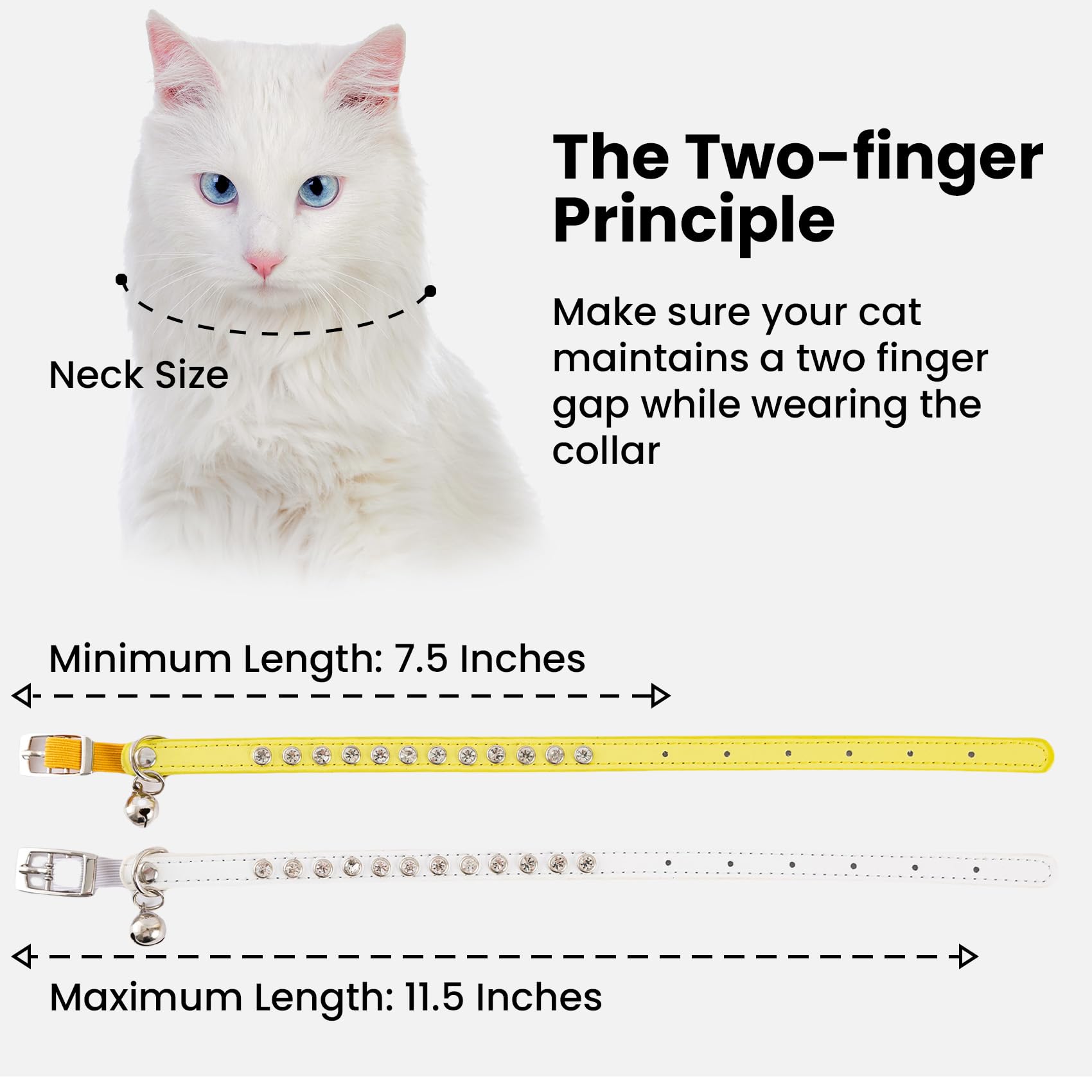 Petinstinct 2 Pack Leather Cat Collar with Bell & Rhinestone - Image 2