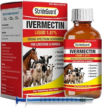 Dewormer for Horse, Dewormer for Goat and Cattle & More, Ivermectin Liquid for All Wormers, Tapeworms, Roundworms & Hookworms