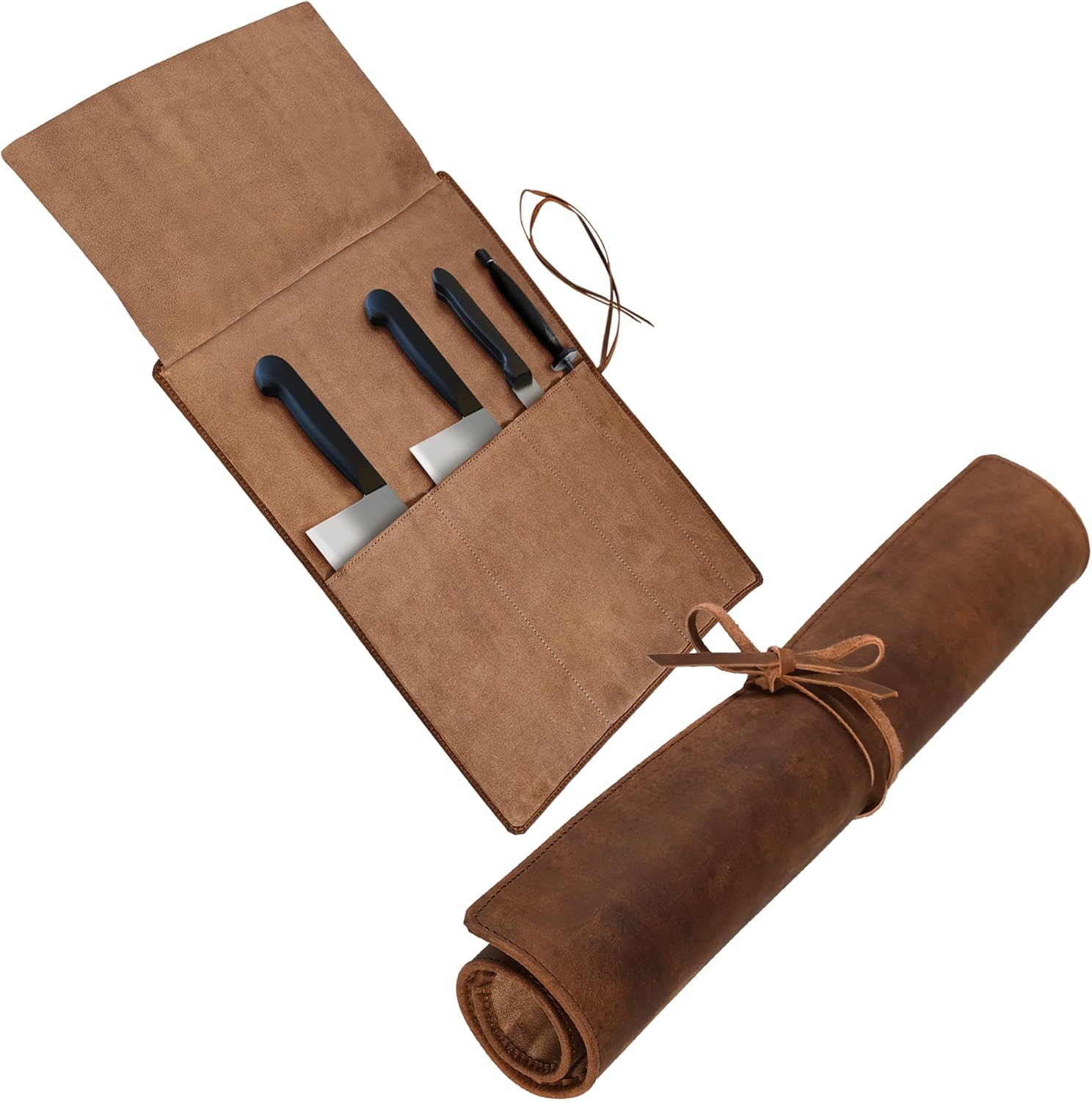 Genuine Leather Knife Roll Set Small Chef's Knife Case