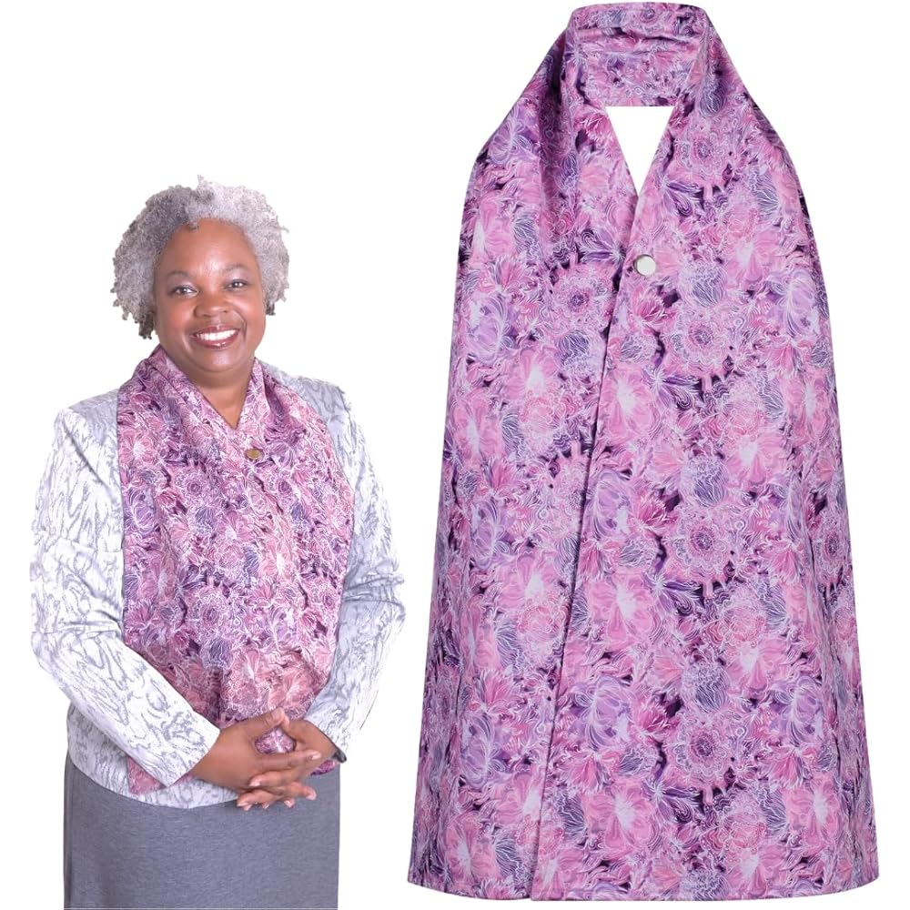 Adult Bib Scarf - Dignified Alternative to Adult Bibs | Washable and Reusable Clothing Protectors Midnight Garden (Snap)