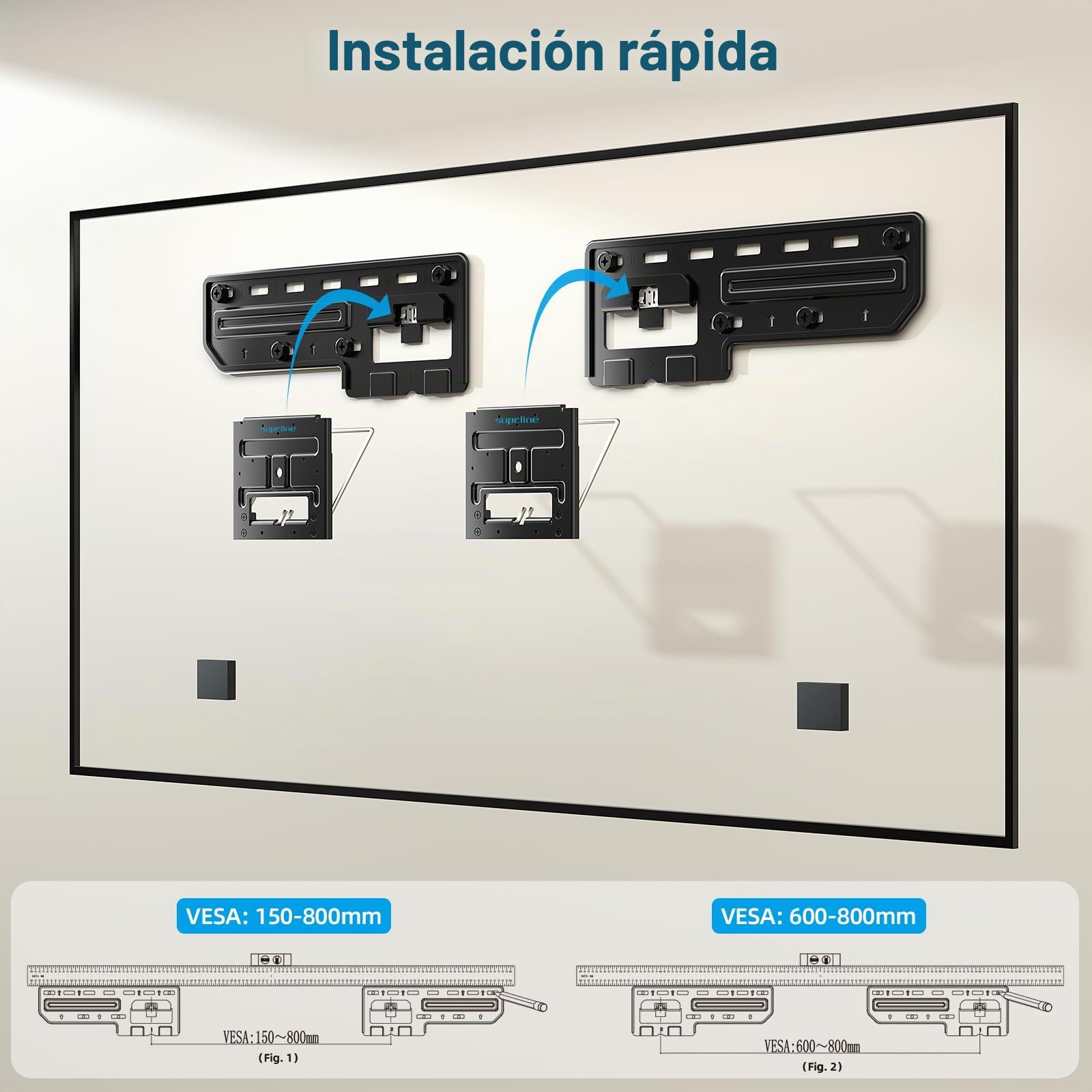 Soporte Pared Ultra Delgado 42-100" TV Plana/Marco, Soporta hasta 80KG | Solo 0.3 Pulgadas de Perfil bajo Plano a Pared, Soporte de TV de Micro Hueco