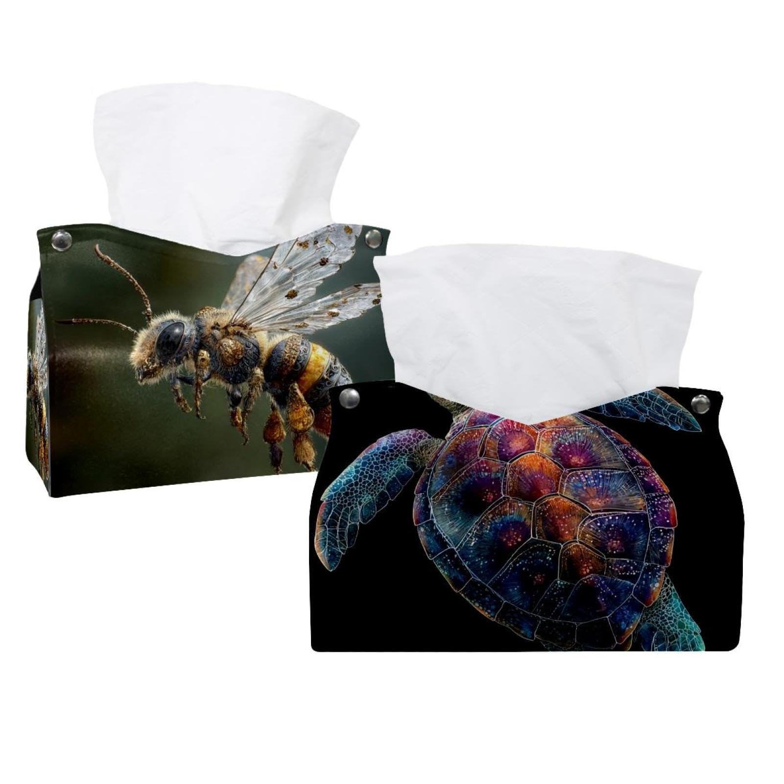Housse de boîte à mouchoirs tortue en tissu premium avec finitions soignées