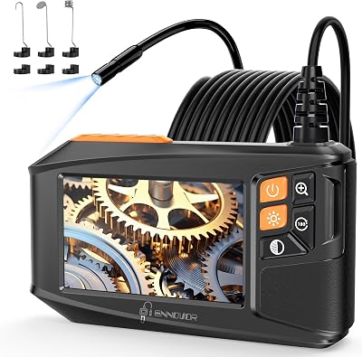 Endoskopkamera mit Licht 5m, Ennovor 1080P HD Digital Endoscope mit 4.3-Zoll-IPS- Bildschirm, IP67 Wasserdicht Rohrkamera mit 8 einstellbaren LEDs, 8mm Schlangenkamera Inspektionskamera