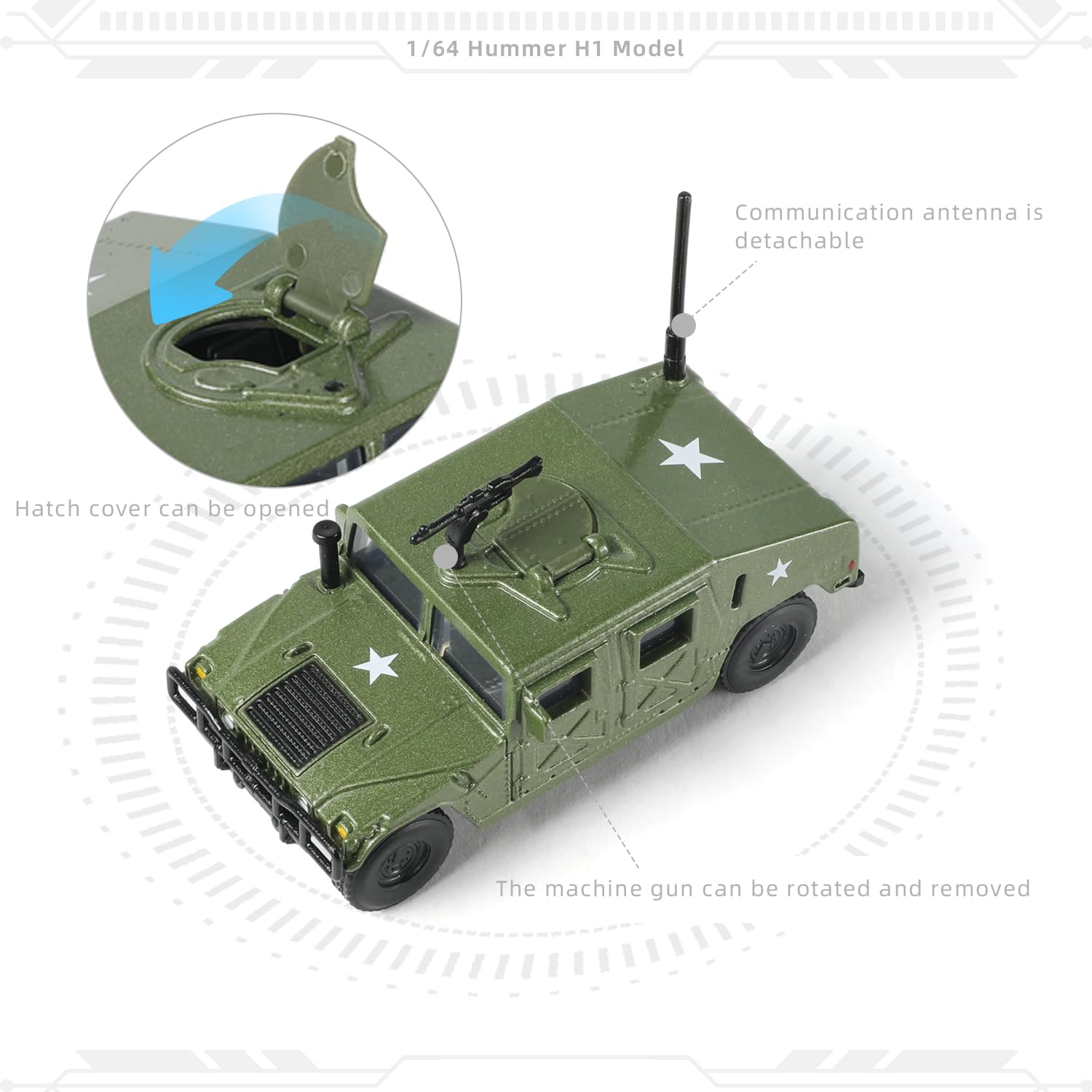 Amazon.com: NUOTIE 1/64 Hummer H1 Car Model Military Truck Off