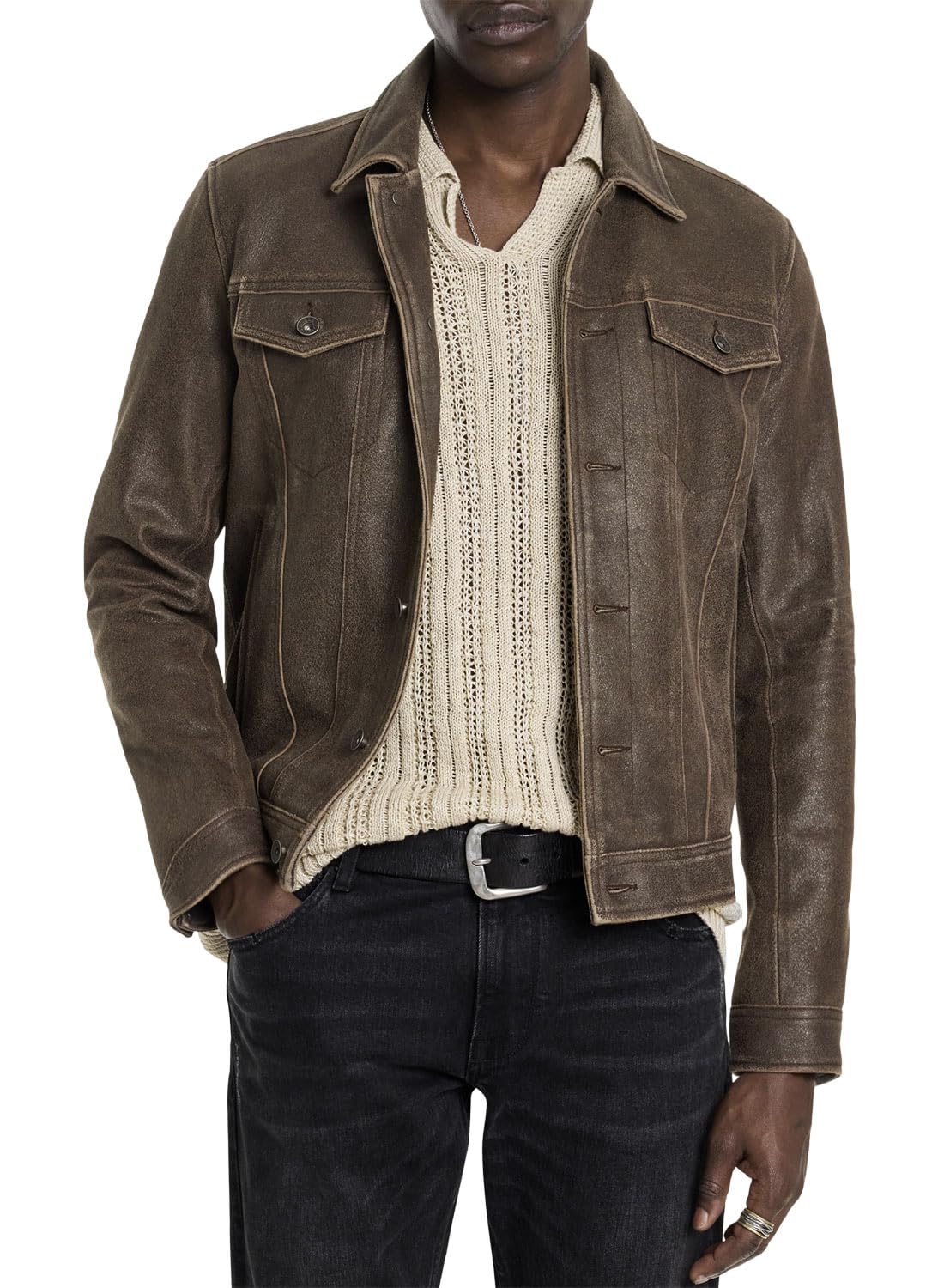 John Varvatos Men's Andrew Leather Jacket
