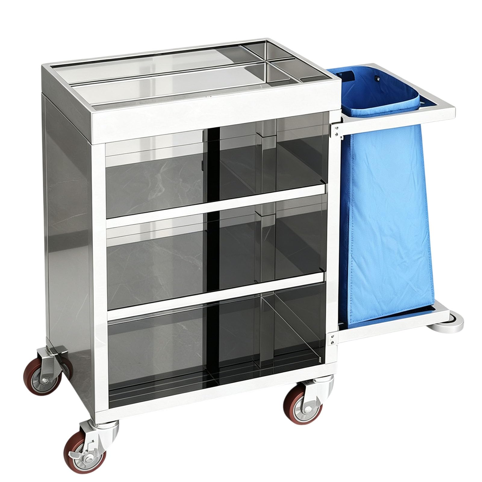Vttui Housekeeping Linen Cart, Rolling Hotel Cleaning Trolley
