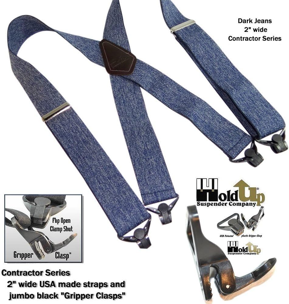 Holdup 2" Wide Contractor Suspenders for Men with Patented Composite Plastic Gripper Clasps - Image 8