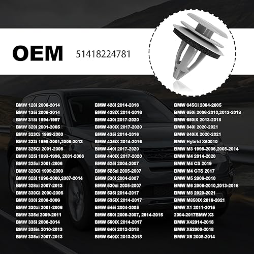 Miniatura 3 de 30 piezas de nylon gris puerta Trim Panel Retenedor Compatible con BMW 51418224781 51410407983 51430141025