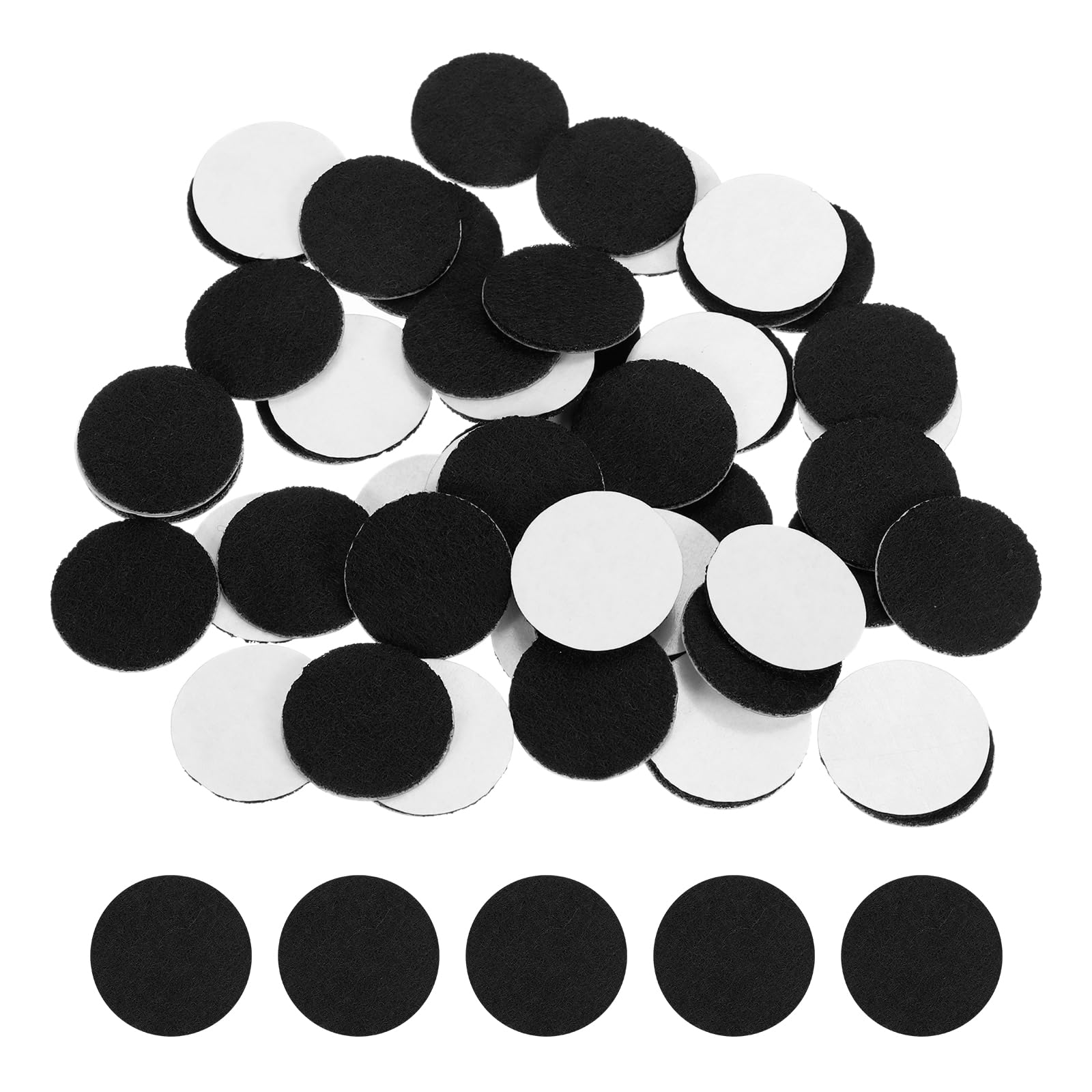 sourcing map 50 Pcs Adhesive Felt Circles, 9/16" Round Non-Woven Felt Pads Stickers Dots Pre Cut for DIY Crafts Sewing Handcraft Costume Holiday Decoration, Black