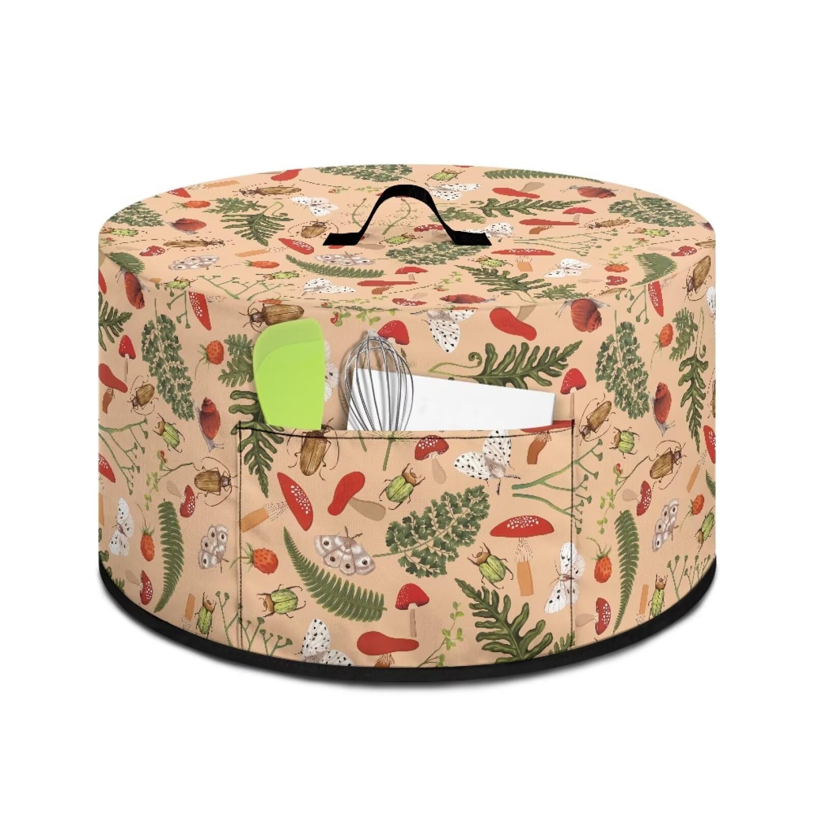 Cugasmaru Slow Cooker Dust Cover Fits Most 6 7 8 Quart Crock Pot Mushroom Leaves Small Kitchen Appliance Dust Cover with Pockets Top Handle