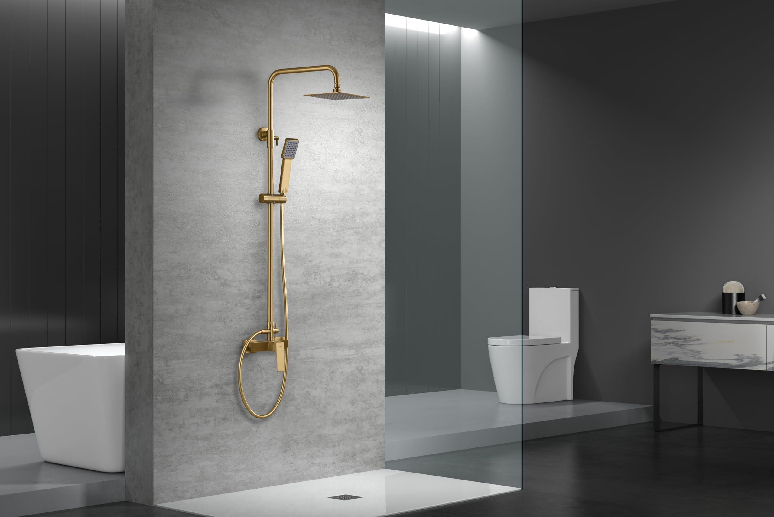 IMEX BDAR025/OC ART Conjunto Ducha Monomando Oro Cepillado