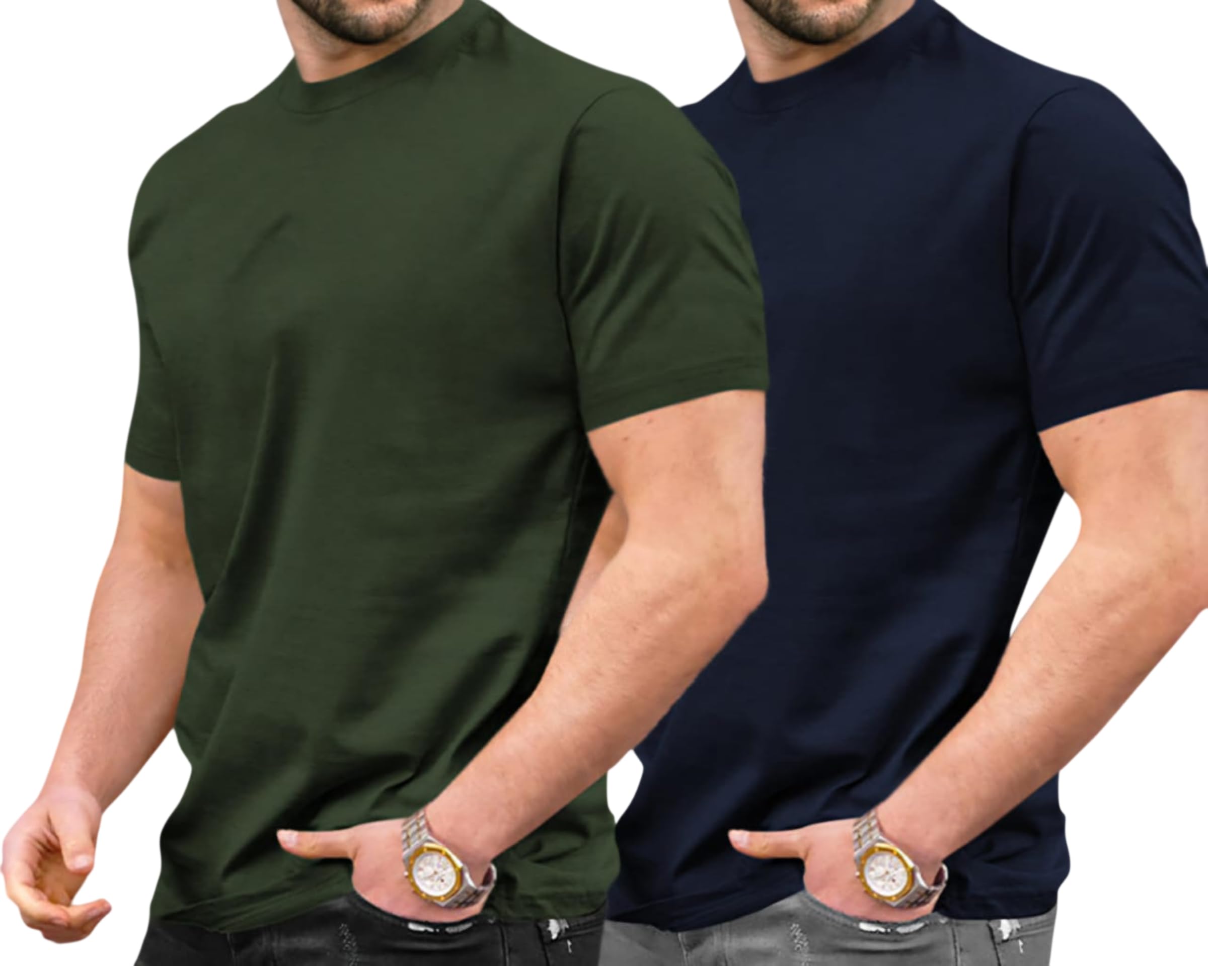 Men's Plain Round Neck T-Shirt Combo Pack of 2 | Soft Cotton Blend Half Sleeve Solid Regular Fit Casual T Shirts, Travel & Gym-picture-16