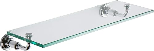 4534T-18PC Columnar 18" Estante de tocador de baño de vidrio templado, cromo pulido