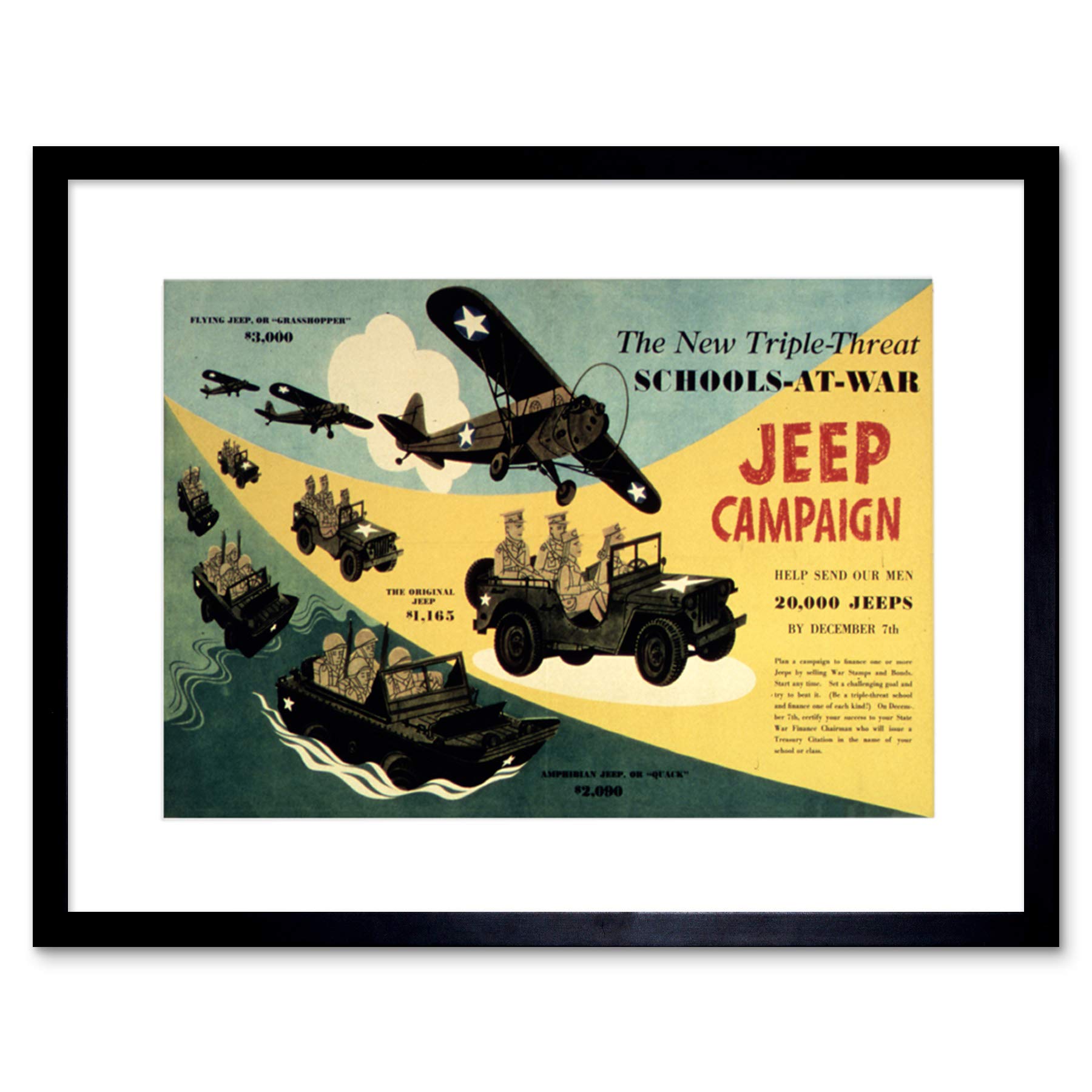 Wee Blue Coo War WWII USA Jeep Campaign School Framed Wall Art Print