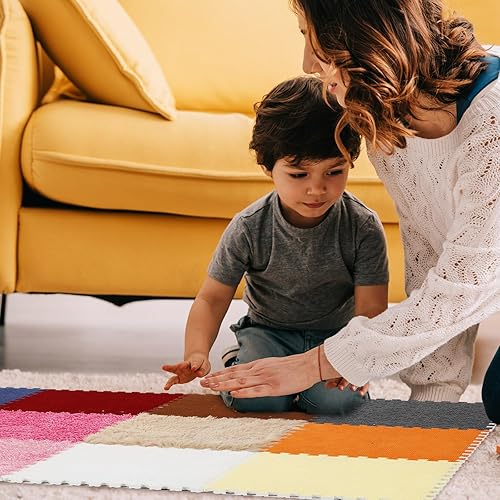 Miniatura 7 de Tinideya 12 piezas de azulejos sensoriales para niños, rompecabezas sensoriales entrelazados, alfombra de suelo sensorial para niños autistas,