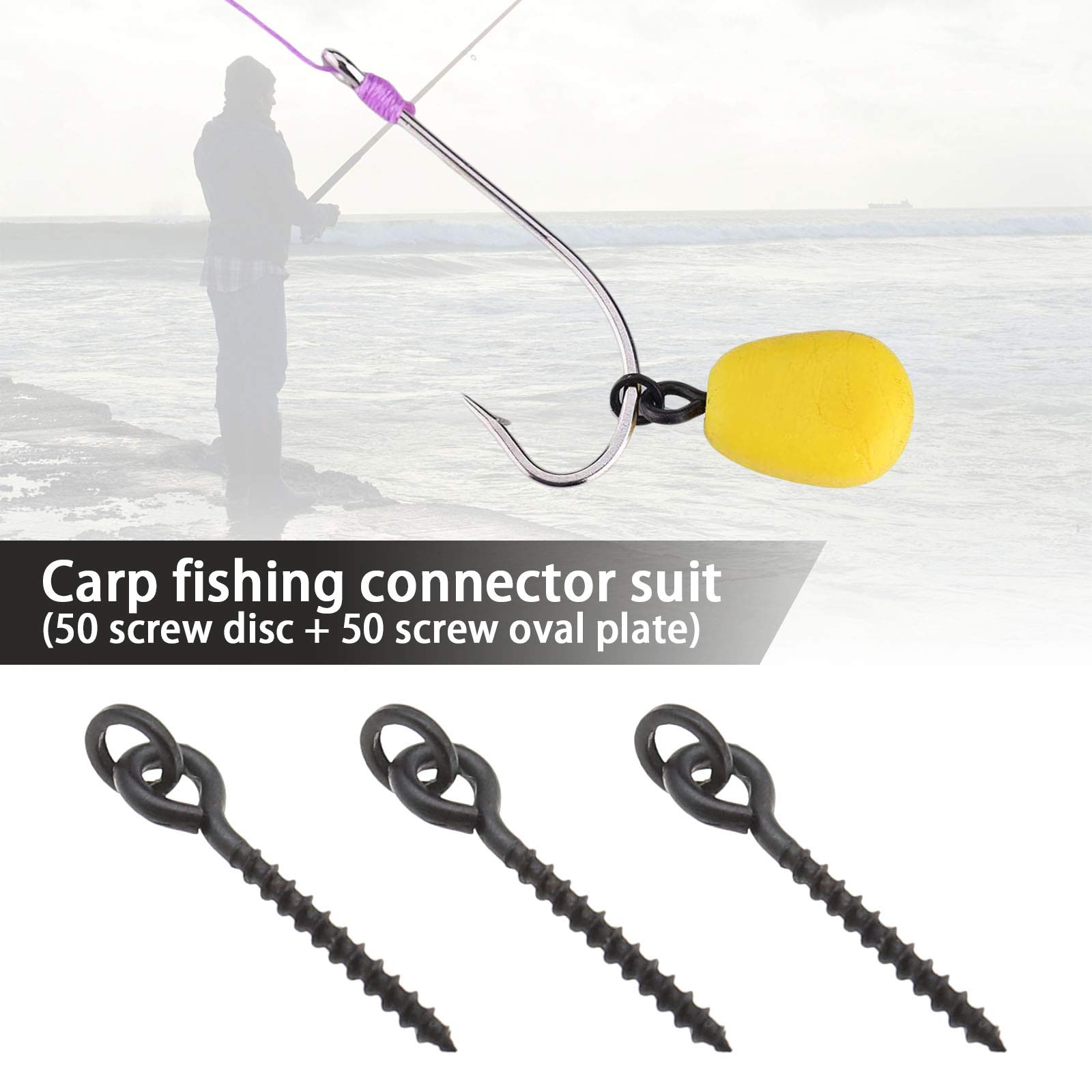 Create idea 100pcs 15mm Esche Da Pesca Esche Viti Con Rotondo/Ovale Link Loop Carp Fishing Rig Terminale Attrezzatura Connettori Accessori Nero Opaco