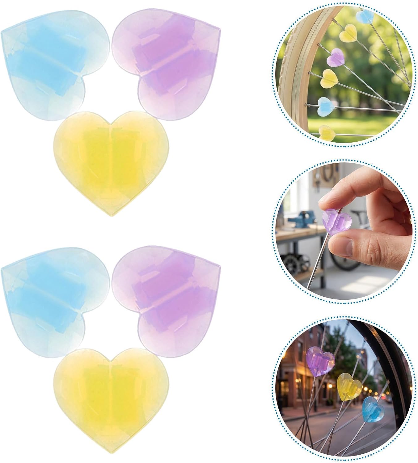 YARNOW 45pcs Heart Shaped Bicycle Spoke Beads Plastic Clip on Wheel Decorations for Bike Spokes with Enhanced Visibility and Safety Boost, for Social Riding and Seasonal Decorating