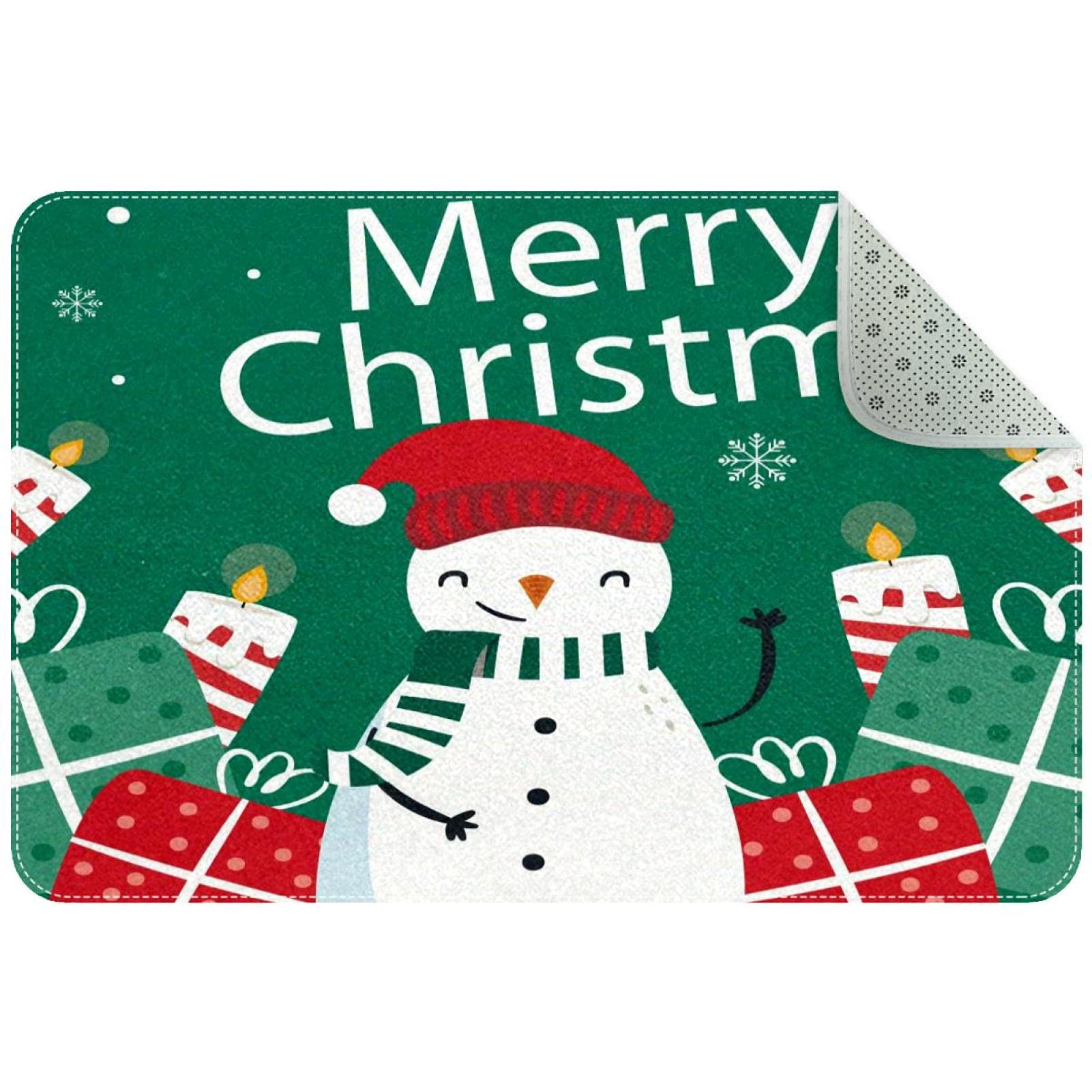 Paillasson Merry Christmas anti-saleté lavable pour porte d'entrée