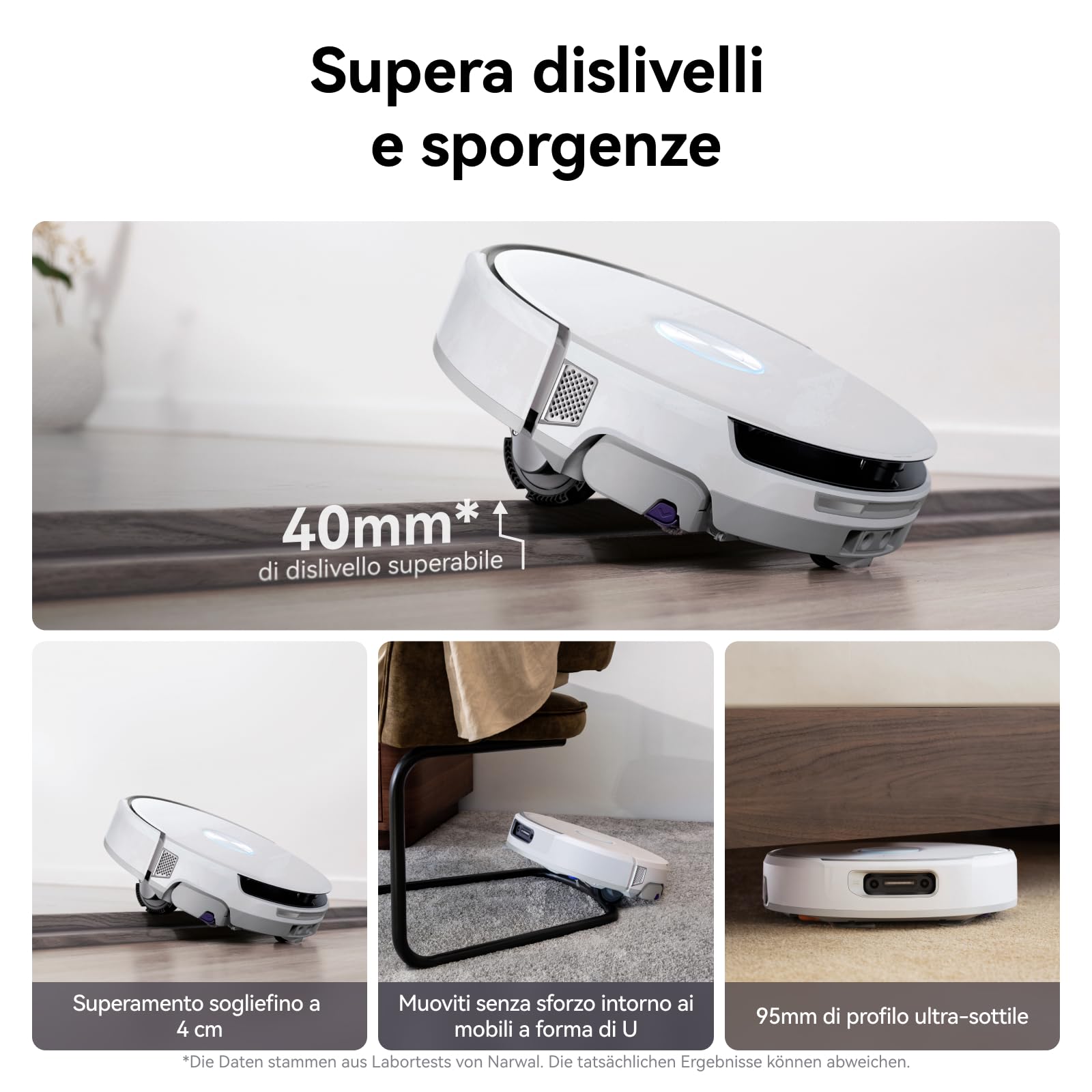 NARWAL Flow Robot Aspirapolvere Lavapavimenti All-in-one FlowWash Autopulizia, Aspirazione 22000Pa, Fotocamera AI, Pulizia Tappeti Autosvuotamento, Acqua 45-80°C e Asciugatura