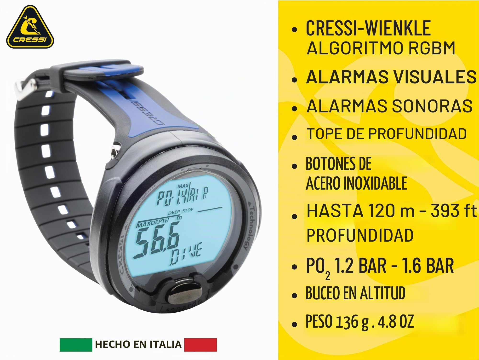 CRESSI Leonardo Dive Computer - Ordenador de Buceo, Talla Única, Adultos Unisex