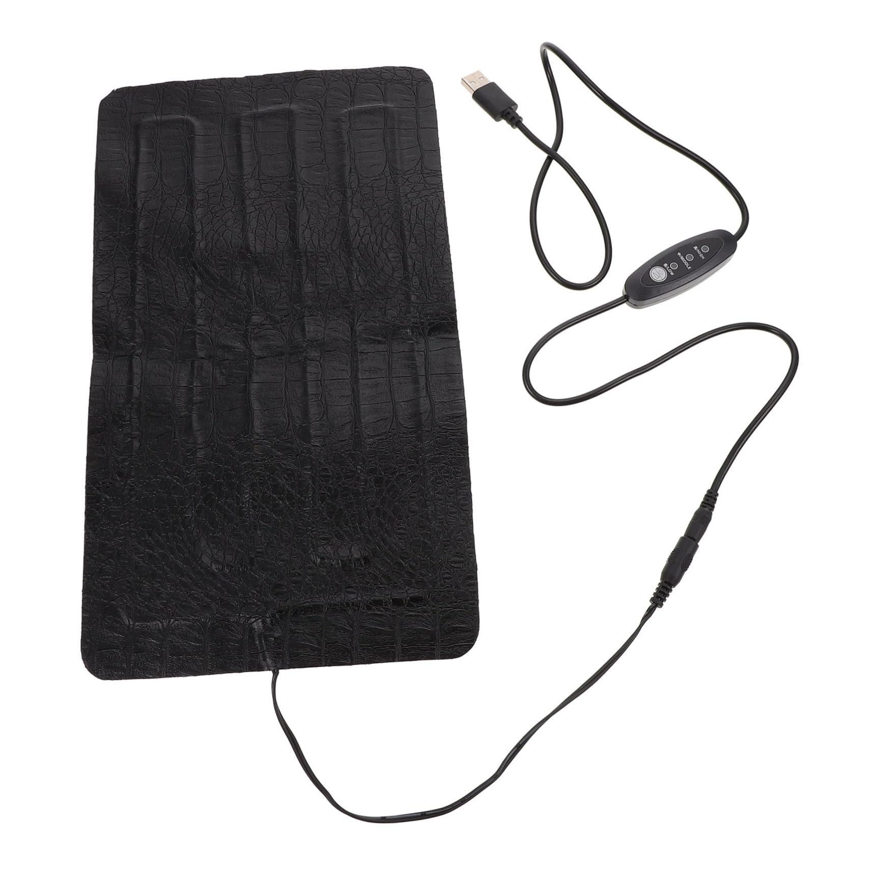 Alfombrilla Térmica Portátil para Reptiles y Pequeños Animales Control de Temperatura USB, Hecha de Cuero Negro, Adecuado para Terrarios y Uso al Aire Libre