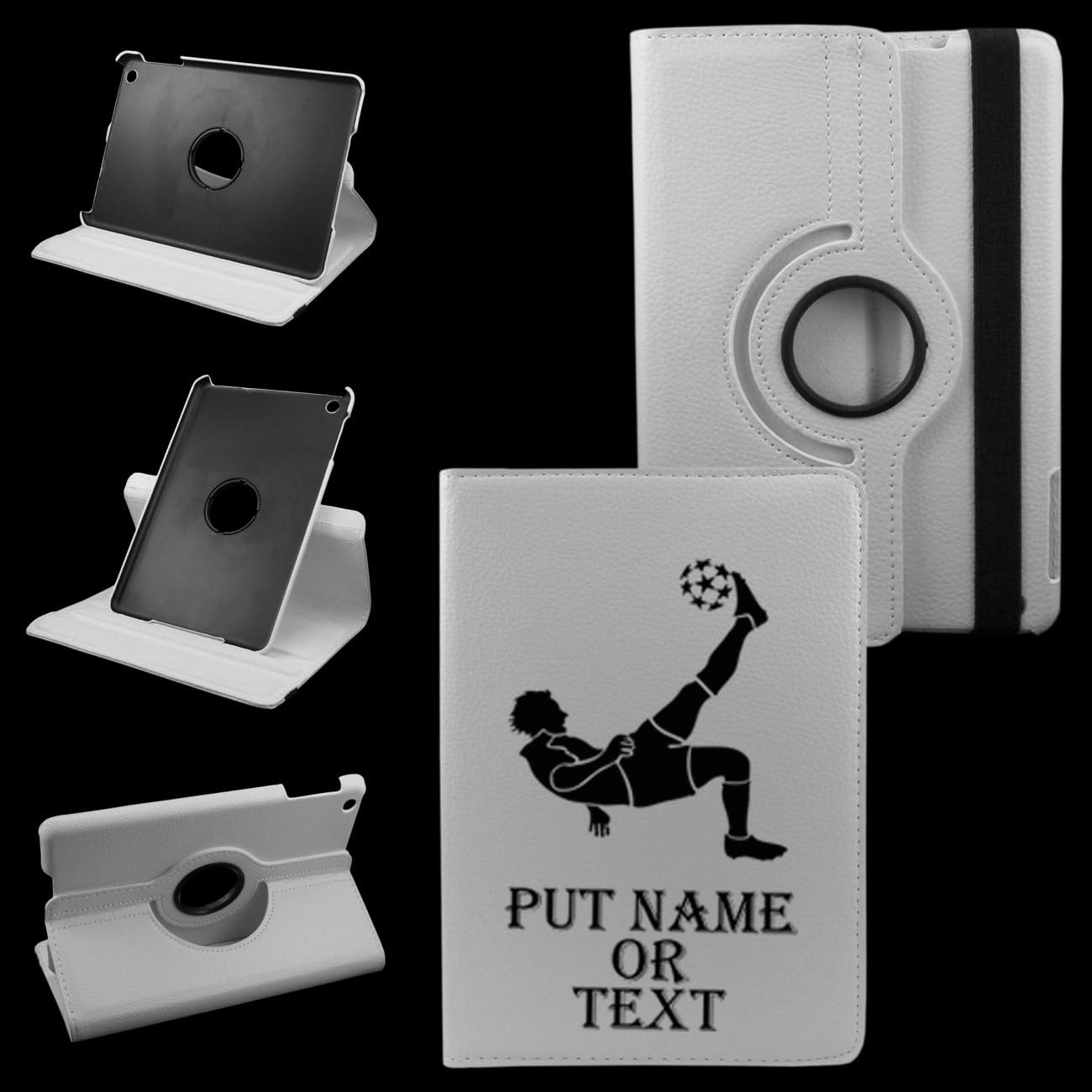Soccer Custom Text iPad 2nd Generation, 3rd Generation, 4th Generation Cover Leather Rotating Case: 360 Degrees Rotating with Stand and Strap- iPad 2/3/4 Retina Case (white)