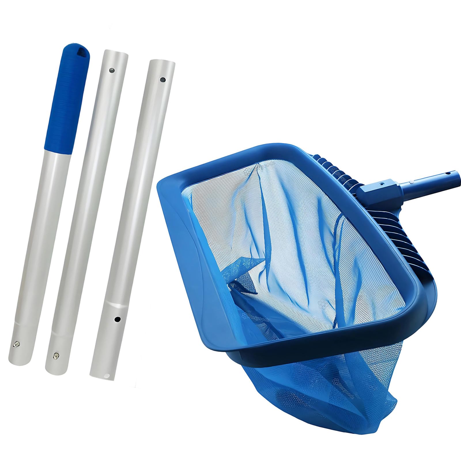 Rete rimovibile per la pulizia della piscina, strumento per la manutenzione della piscina, con asta in alluminio da 1,1 m, strumento di pulizia multifunzione di lunga durata