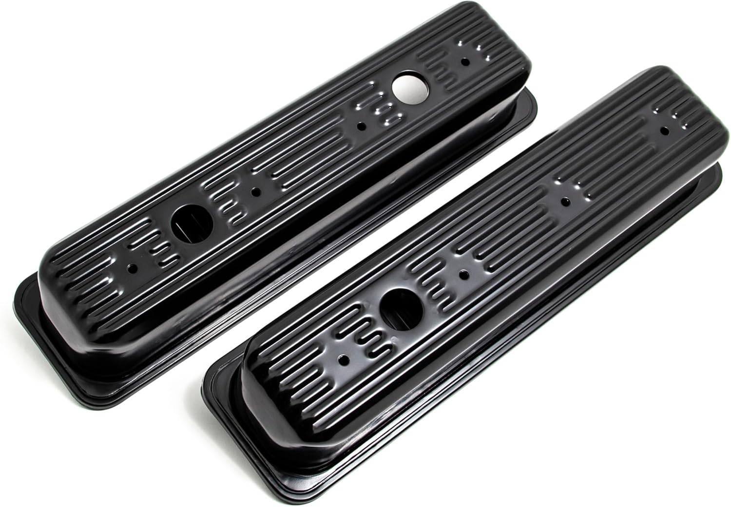 Compatible/Replacement Steel 1987–2000 Chevy/GMC 5.0L & 5.7L Center Bolt Tall Valve Covers – Black (1‑Hole / 2‑Hole Set)