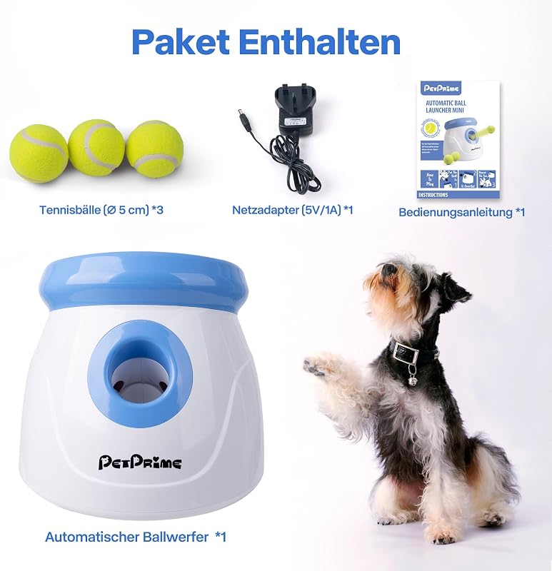 Pet Prime Automata Labdavető Kutyáknak 3 Távolsággal 3-9m Teniszlabdákkal