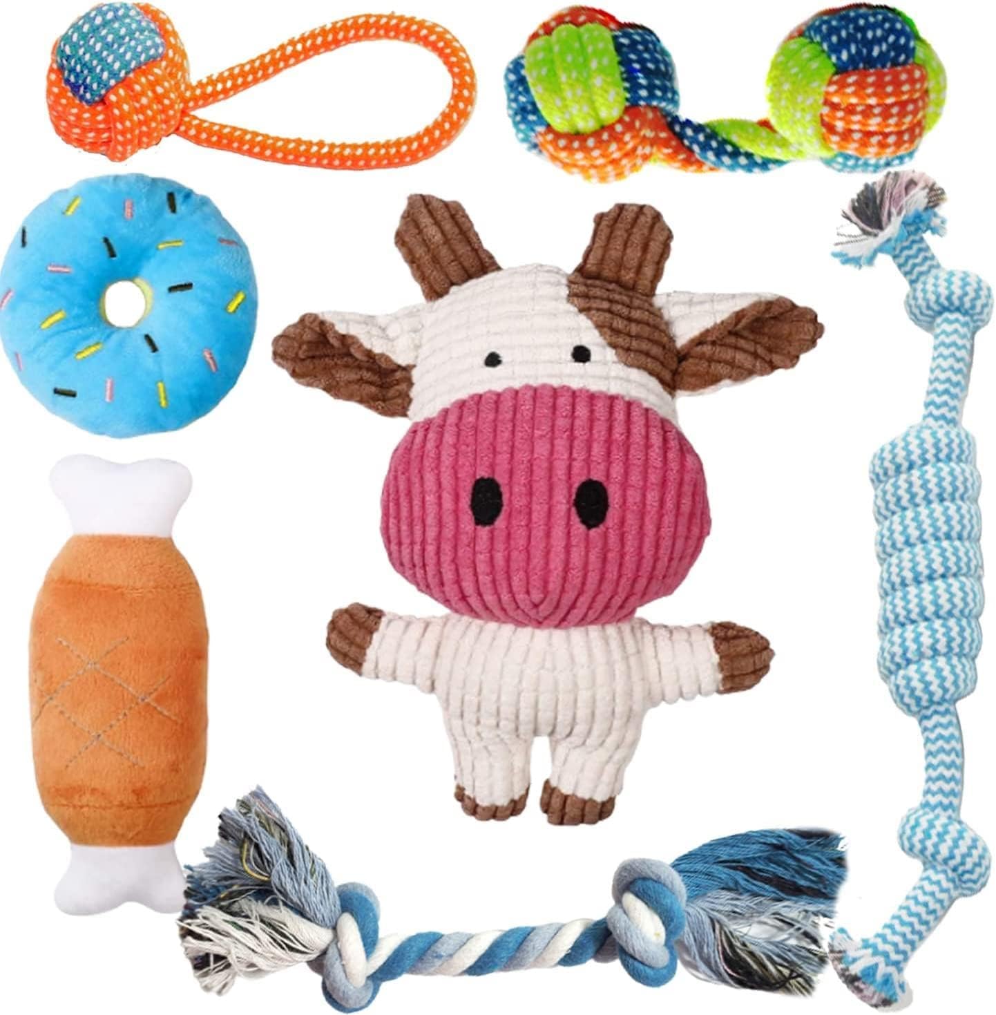 AZpets 7-Pack Puppy Toys-Squeaky Small Dog Chew Toys-Puppy Teething Toys- Squeaky Dog Toys-Durable Rope Toys-Puppy Rope Chew…