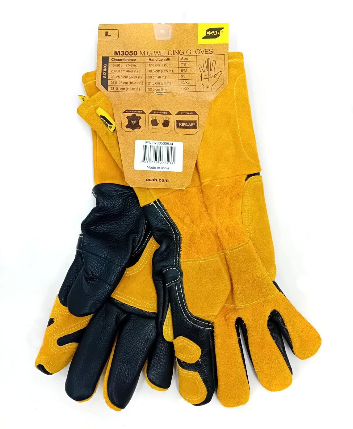 ESAB M3050 Gants de soudage en cuir résistant à la chaleur pour MIG WIG WIG MMA avec coutures en Kevlar Taille M/L/XL/XXL (M(8))
