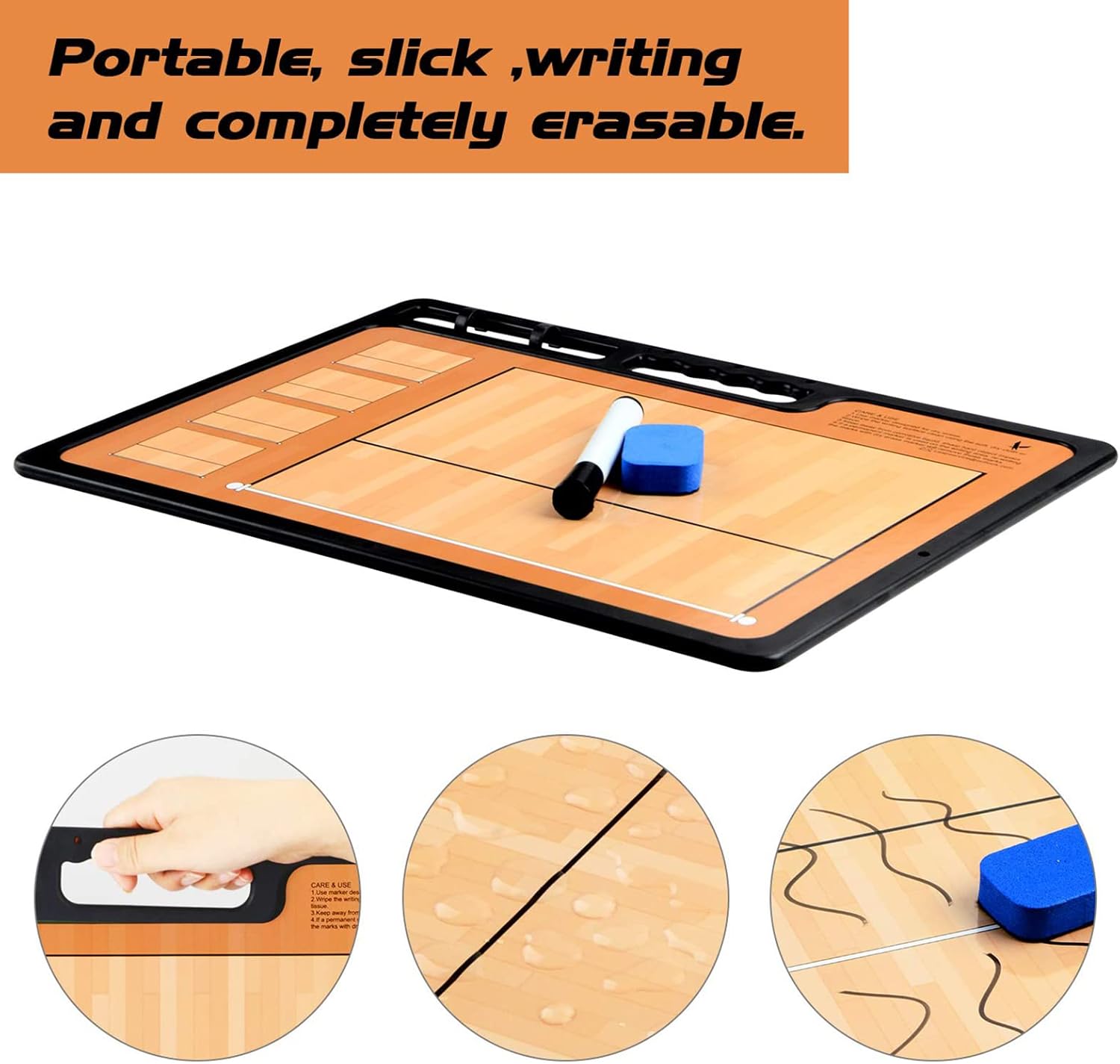 LEAP Coach Board Premium Tactical Clipboard Two Sides with Full & Half Court Dry Erase Marker Board for Basketball, Baseball, Soccer, Football, Hockey