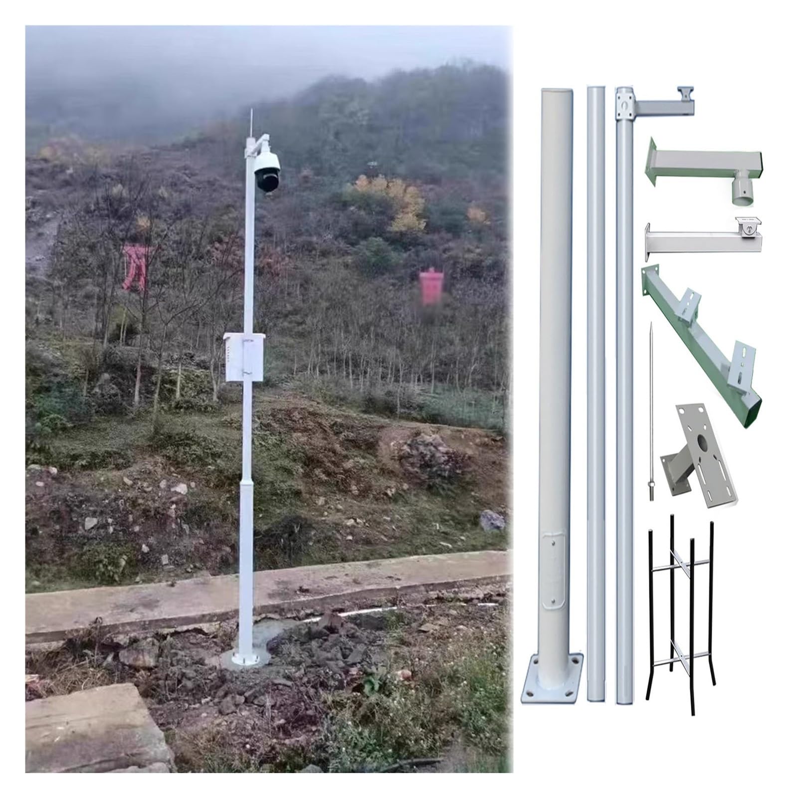 Poteau de surveillance pour caméra extérieur anti foudre pour parking et rue
