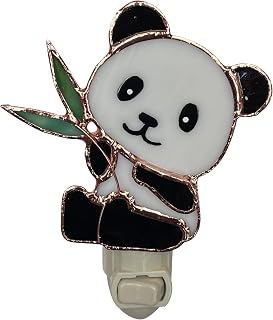 Gift Essentials Panda Plug-in Night Light - Stained Glass Nightlight | Panda Stained Glass Plug-in Nightlight with On/Off Rocker Switch. Includes One 4-Watt Replaceable Warm-Glow Bulb.