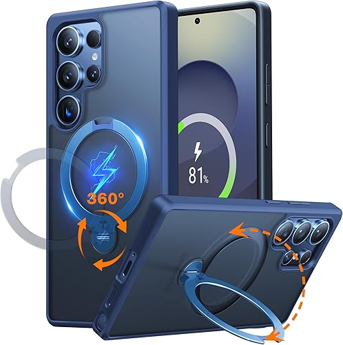 Miniatura 8 de TORRAS Ostand Spin - Soporte magnético giratorio de 360 para Samsung Galaxy S24 Ultra, compatible con Magsafe, grado militar, a prueba de golpes,