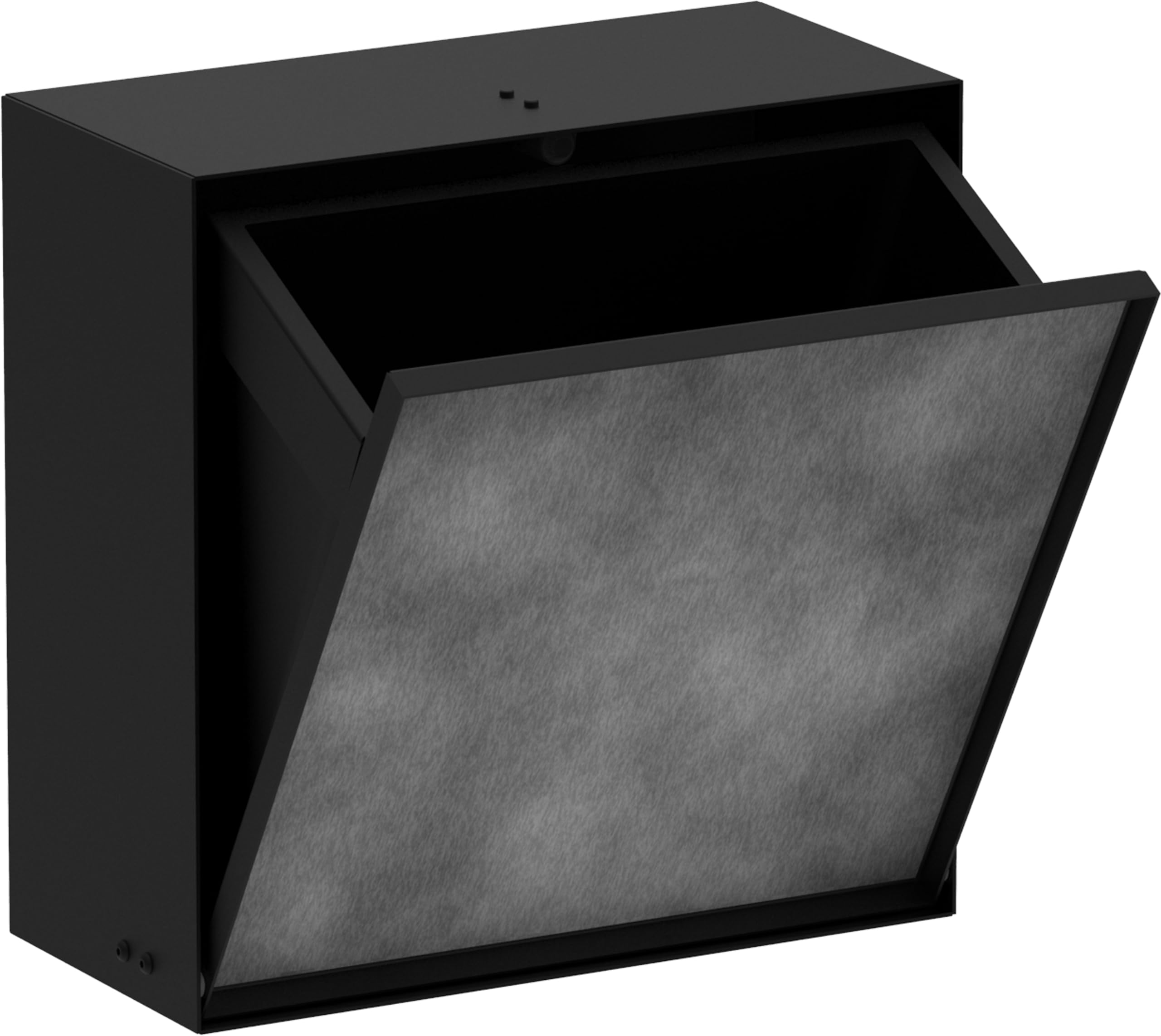 Hansgrohe Matt Black Xtrastoris Rock - Recessed Bathroom Bin With Tileable Door, Bathroom Wall Niche 300 X 300 X 140 Mm, Recessed Bathroom Waste Bin, Bathroom Accessory, 56090670
