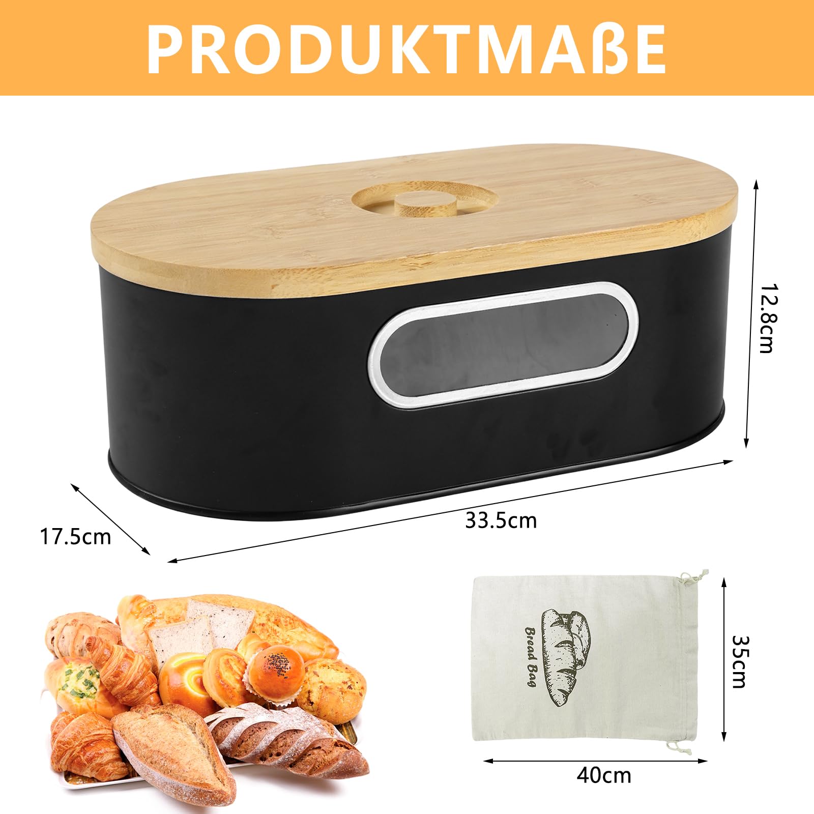 Panera con tapa de bambú y bolsa de lino