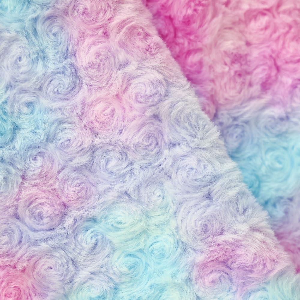 Double Layer Super Soft Faux Fur Throw Blanket, Plush Rose Pattern, Pastel Blue and PinkTie-Dye, Gift for Women Girls and Kids (Blue and Pink,Twin (63" x 79")) - Image 6