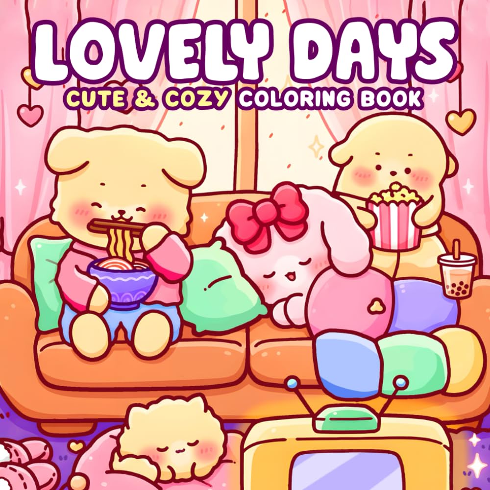 Lovely Days: Cute Everyday Moments Coloring Book for All Ages Featuring Cozy Rooms and Wholesome Scenes to Relax & Feel Happy